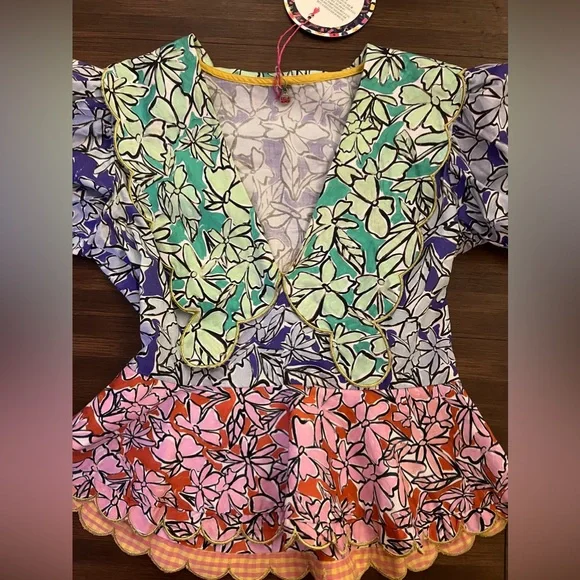 NWT CeliaB Harald XS peplum blouse- Gorgeous, bold colors! - Picture 6 of 9